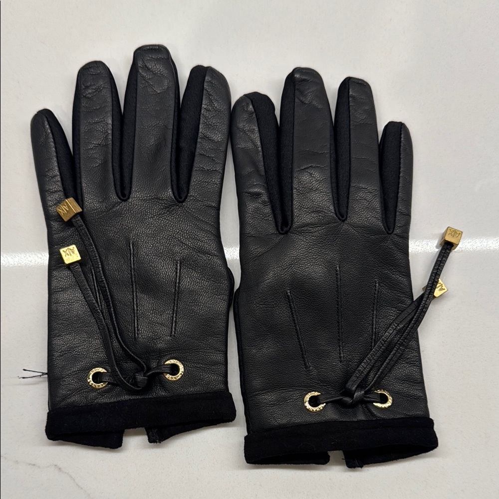 Armani Exchange Black Leather & Fabric Gloves